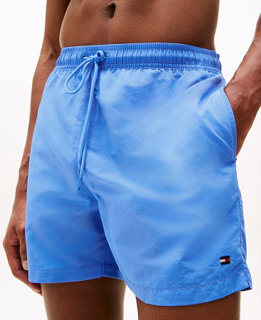 Flag Embroidery Mid Length Swim Shorts