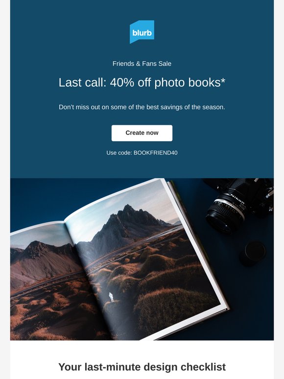 Final day: 40% off photo books