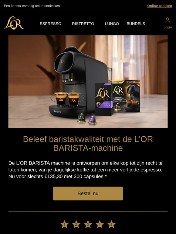 Koop 300 capsules. Ontvang een machine.