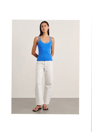 JAG Celina Blanket Stitch Tank Blue