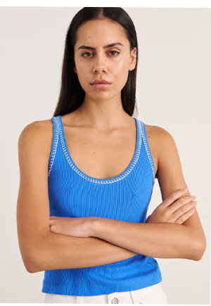 JAG Celina Blanket Stitch Tank Blue