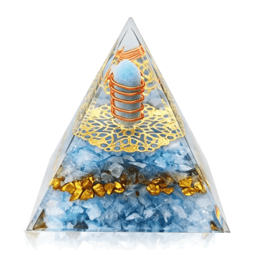 Aquamarine & Gold Chip Pyramid