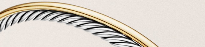 Crossover Bracelet Sterling Silver with 18K Yellow Gold, 3mm