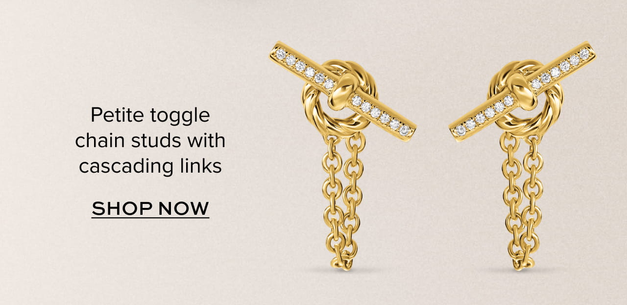 Petite toggle chain studs with cascading links. Shop Now