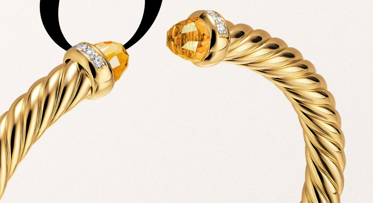 Cablespira® Flex Bracelet 18K Yellow Gold with Citrine and Diamonds, 6mm