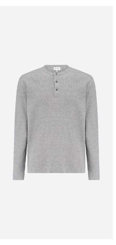 Bryce Long Sleeve Henley In Heather Grey