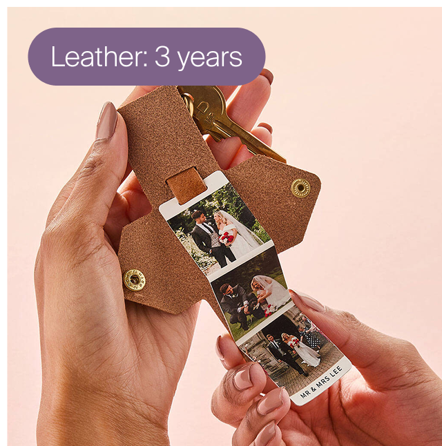 Personalised Leather Photo Strip Keyring For Couples