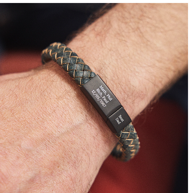 Men's Personalised Woven Leather Bracelet