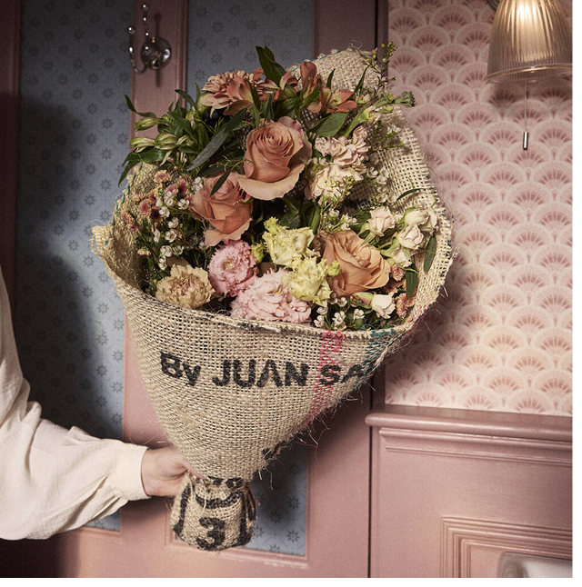 Seasonal Fresh Flowers In Coffee Sack Wrap