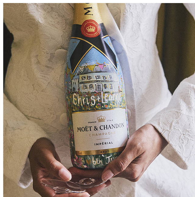 Personalised Hand Painted Wedding Venue Bottle