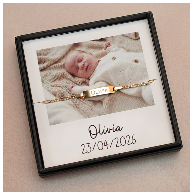 Personalised 9ct Gold Christening Bracelet With Photobox