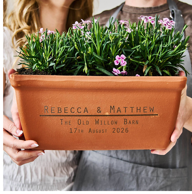 Personalised Wedding Gift Terracotta Plant Trough / Window Box