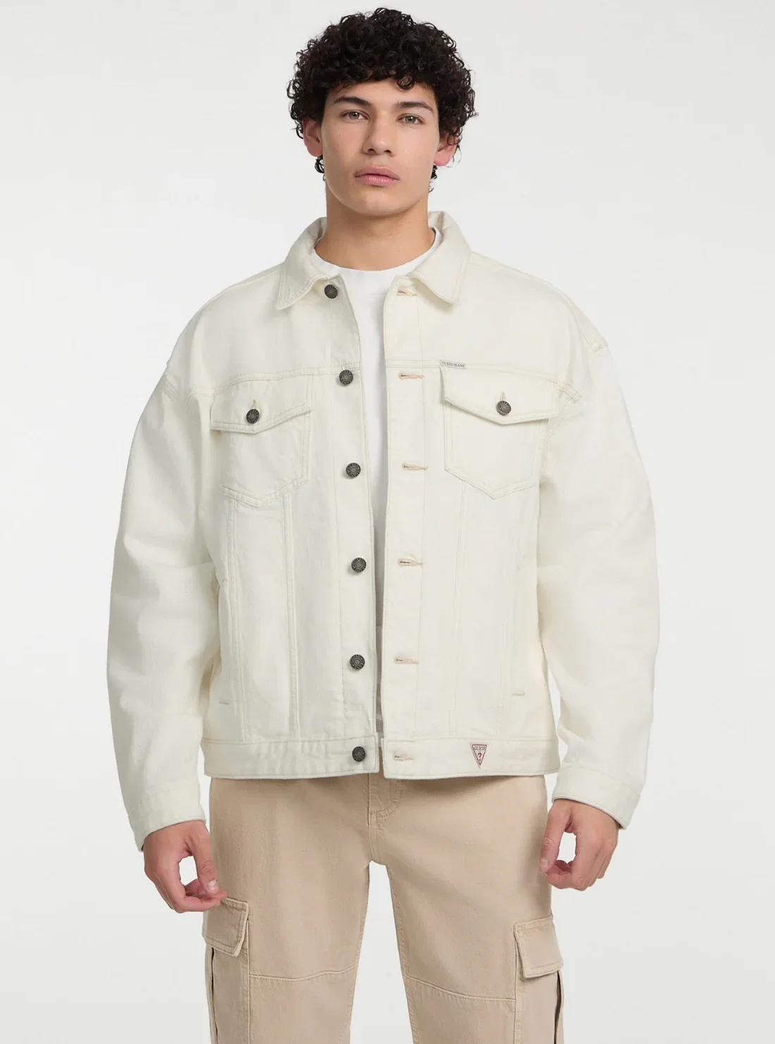 Image of Guess Jeans White Oversized Trucker Jacket