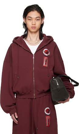 BRUCE LEE x LỰU ĐẠN Burgundy Zip Hoodie - LU'U DAN