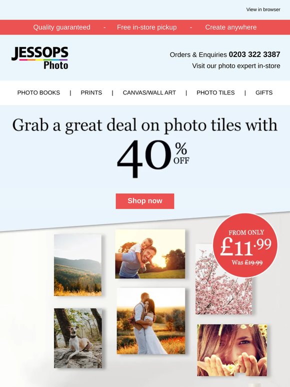 Get 40% off photo tiles - limited time only!