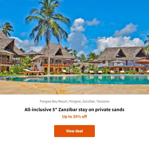 All-inclusive 5* Zanzibar stay on private sands