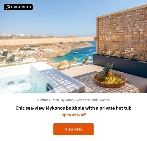 Chic sea-view Mykonos bolthole with a private hot tub
