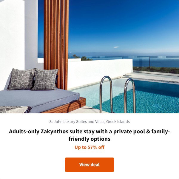 Adults-only Zakynthos suite stay with a private pool & family-friendly options