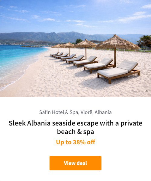 Sleek Albania seaside escape with a private beach &amp; spa