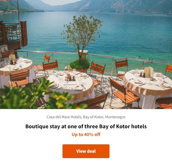 Boutique stay at one of three Bay of Kotor hotels