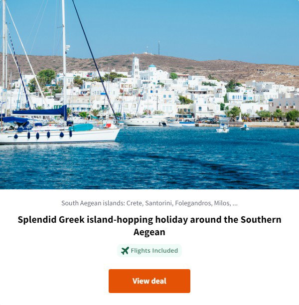 Splendid Greek island-hopping holiday around the Southern Aegean