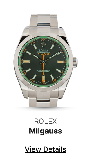 Pre-Owned Rolex Milgauss Green Crystal ref 116400V Black Dial