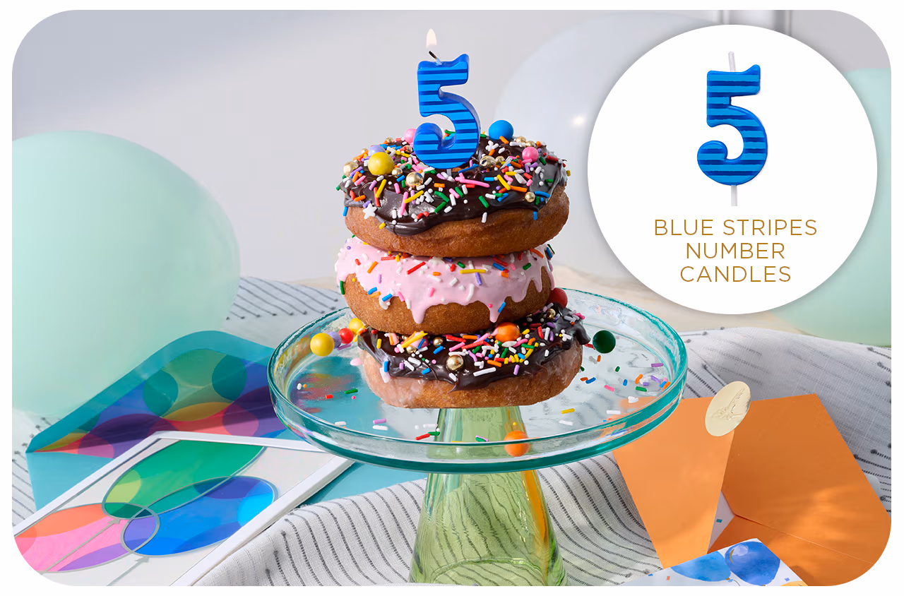 Blue Stripes Number Candles