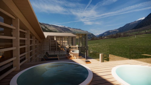 Hotel Außenwhirlpool mit Blick ins Grüne