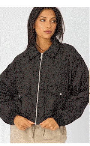 Black Bomber Jacket Collared