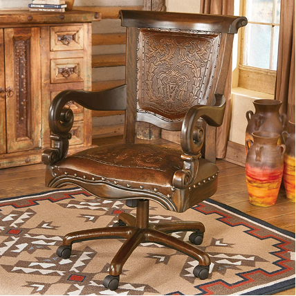 Tooled Leather Western Desk Chair