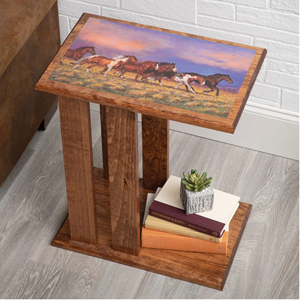 Galloping Mustangs Side Table