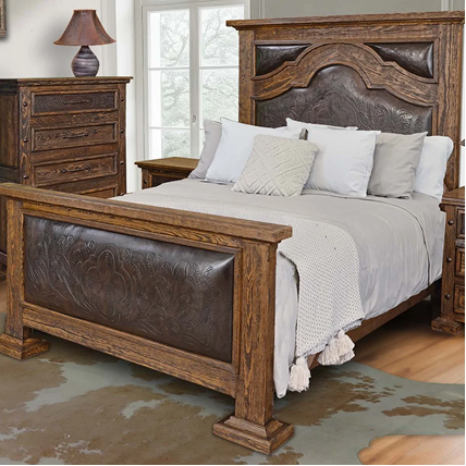 Old West Leather Bed - Queen