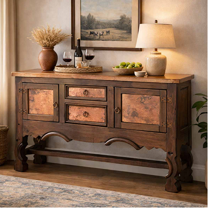 Amarillo Yoke Console Table with Copper Top