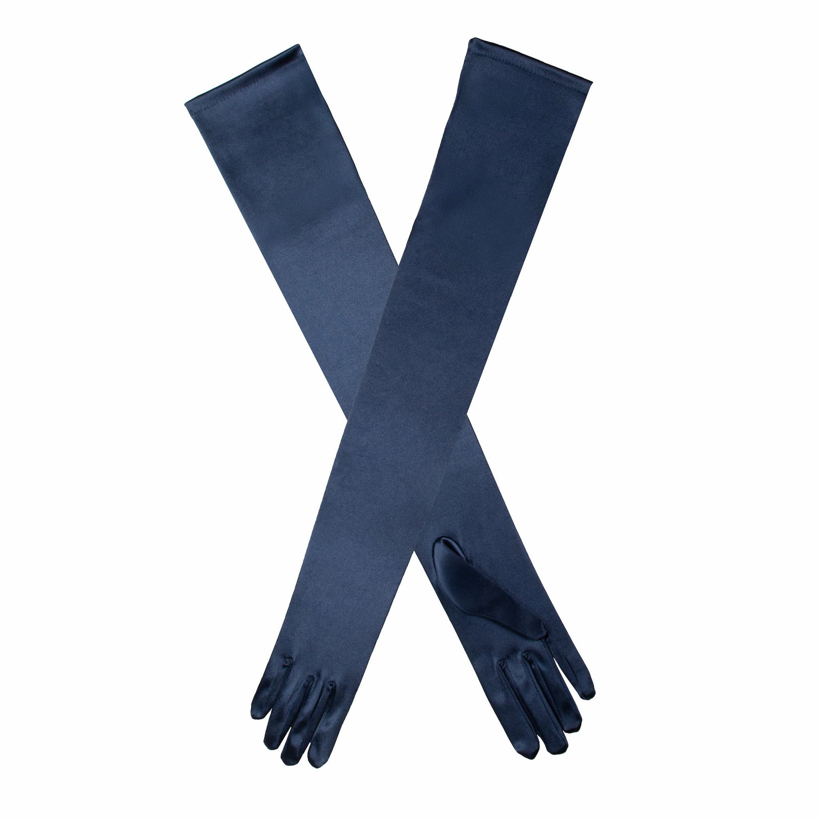 Women's Long Opera Satin Gloves in Navy