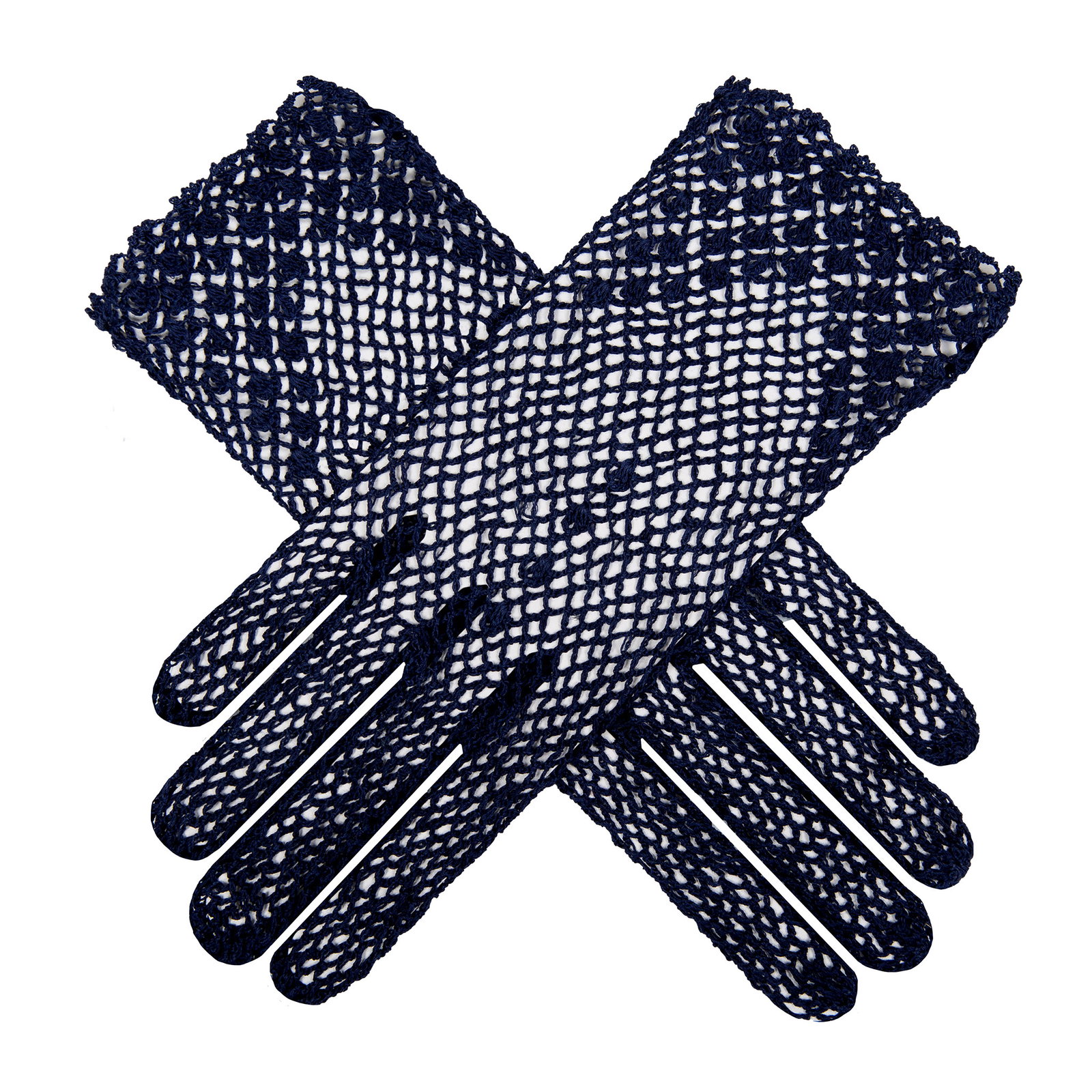 Women's Cotton Crochet Gloves in navy