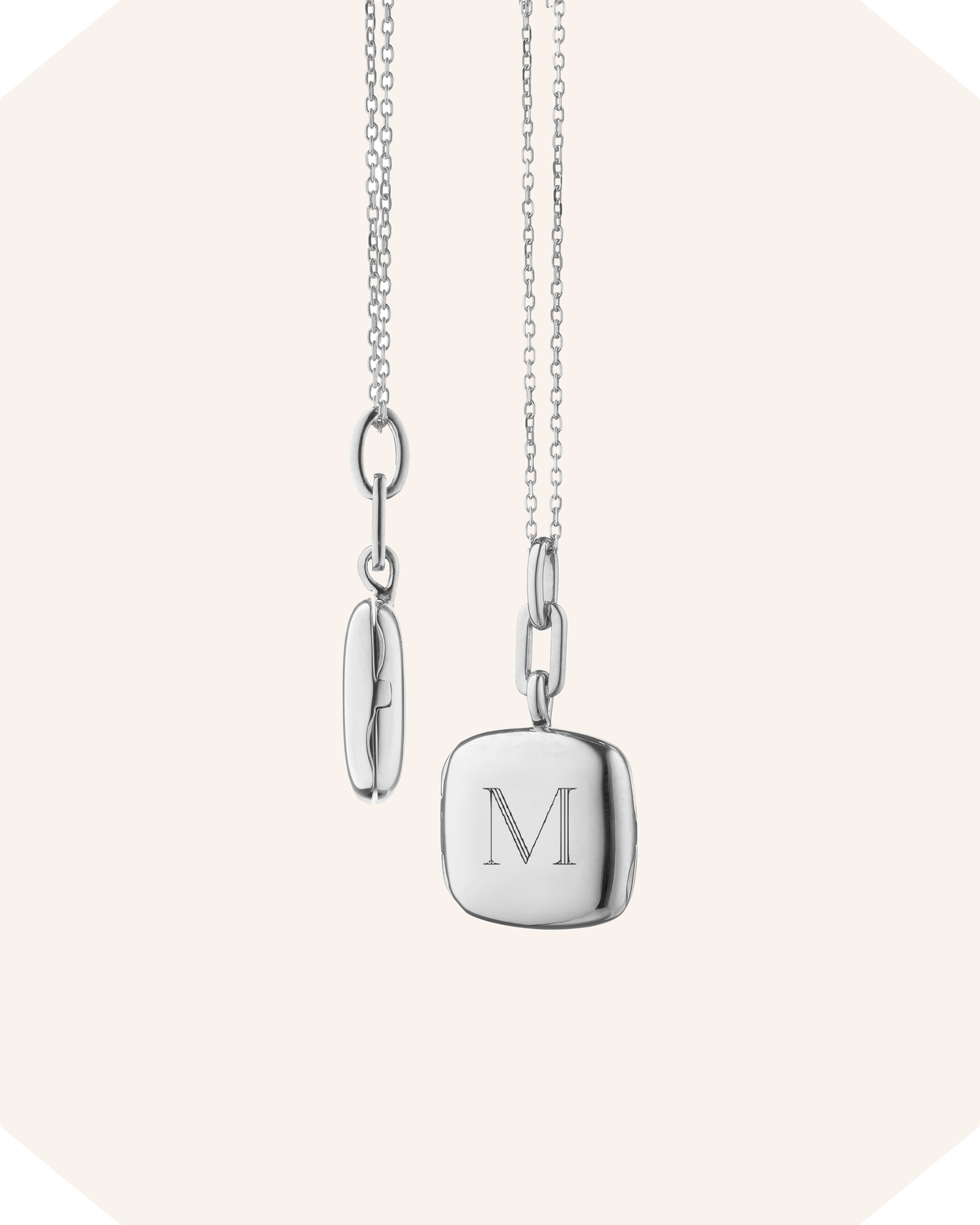 Slim "Viv" Sterling Silver Engraved Locket Necklace