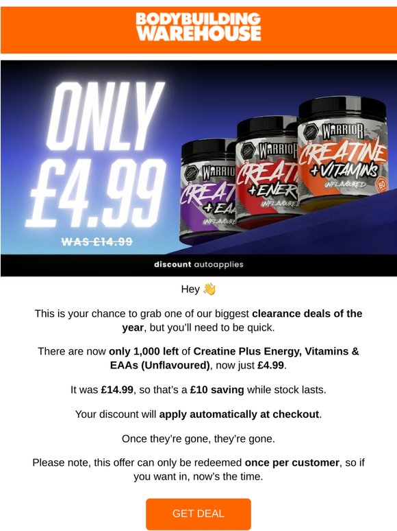 Clearance Alert: Biggest Creatine Drop EVER!