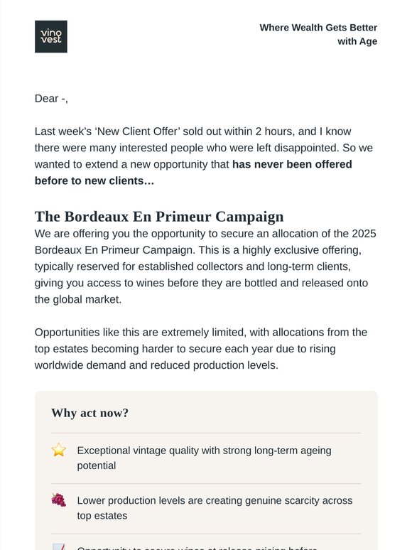 Exclusive Bordeaux En Primeur 2025 Allocation! New Clients Only