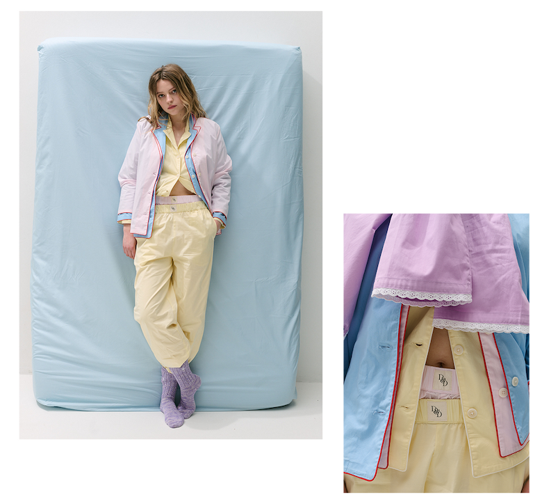 Two image of a woman wearing multiple sets of the D&D 402 set