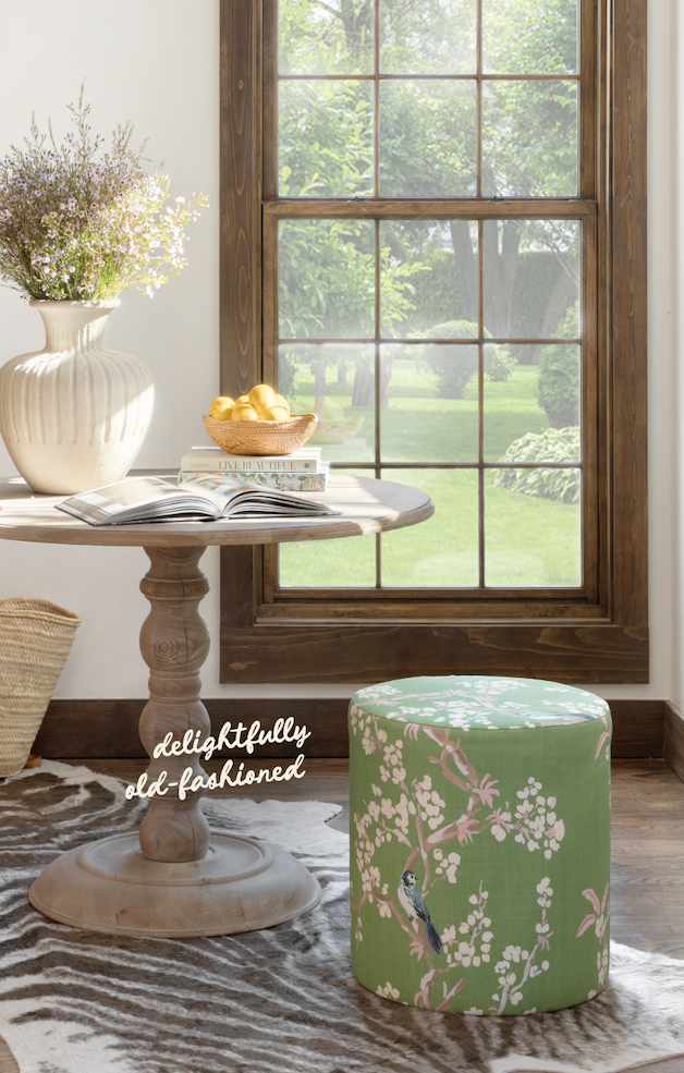 Drum Ottoman Jade Cherry Blossom