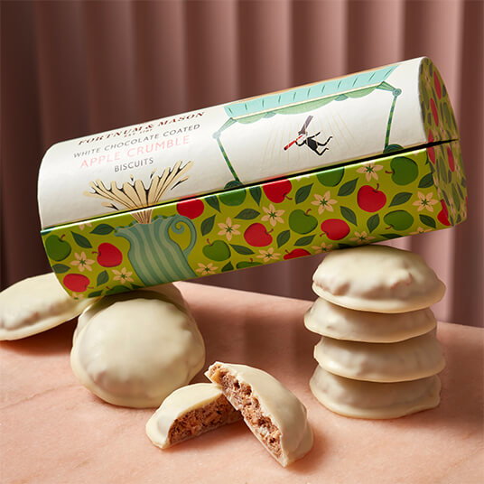NEW! White Chocolate Coated Apple Crumble Biscuit