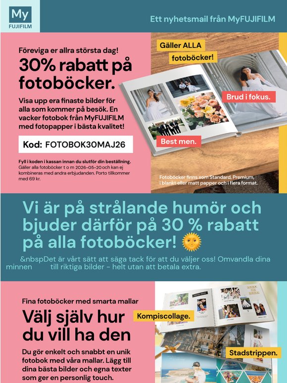 , vi ger dig 30 % rabatt på alla fotoböcker! 🌞