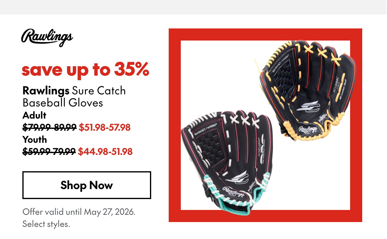 Rawlings Sure Catch Baseball Gloves. save up to 35%