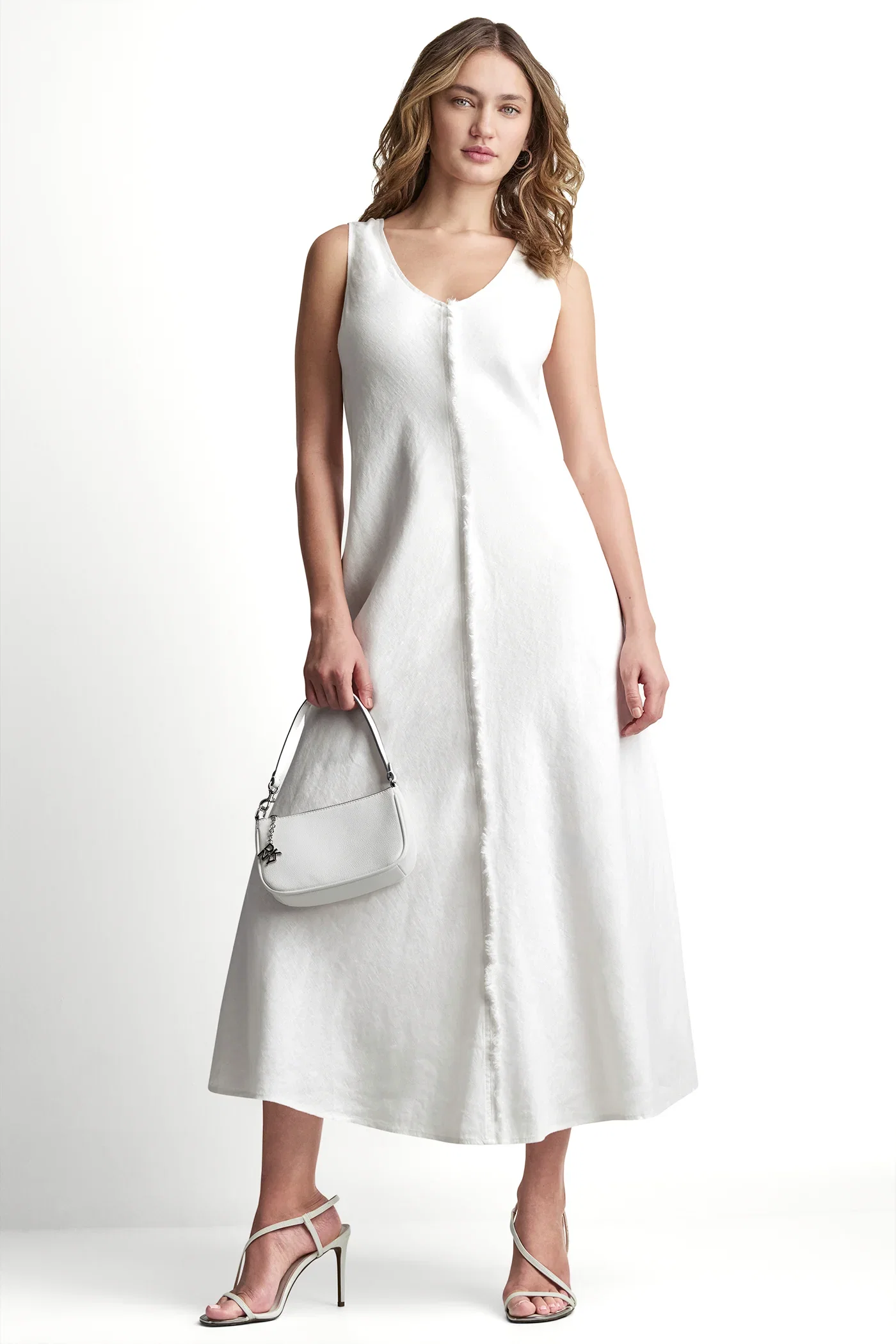 Image of FRAYED LINEN MAXI DRESS