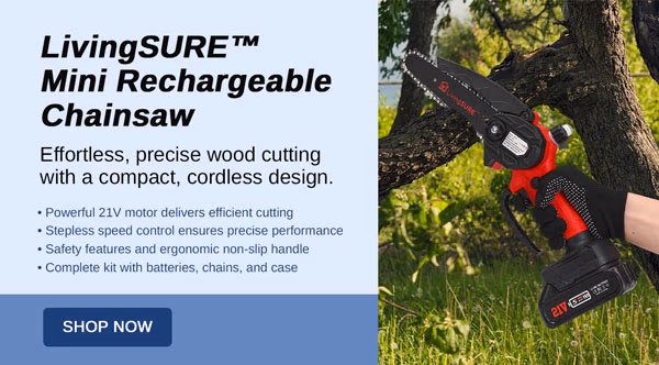 Mini Rechargeable Chainsaw with Batteries by LivingSURE™