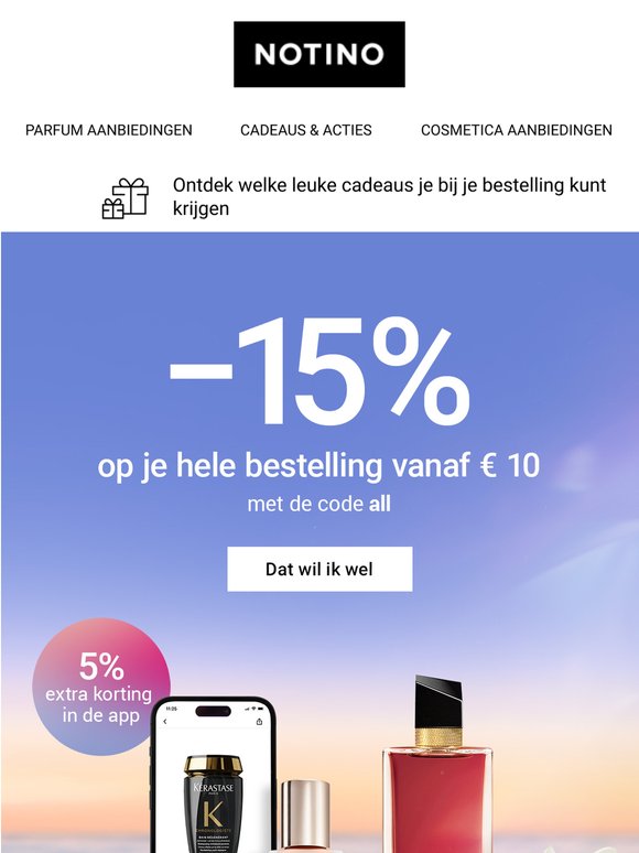 Pak 15% korting op alles bij een aankoop van meer dan € 10!