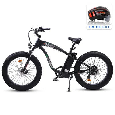 Ecotric Hammer Electric Fat Tire Beach Snow Bike-Matt Black