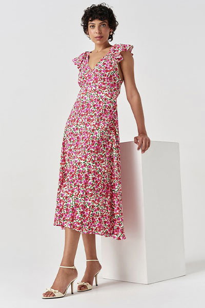 Maya Floral Crepe Midi Dress