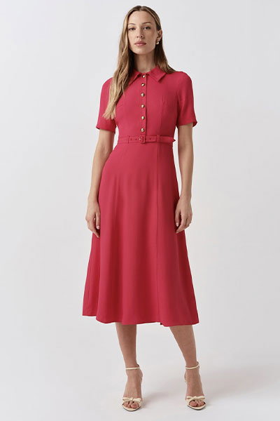 Amanda Collared Crepe Midi Dress