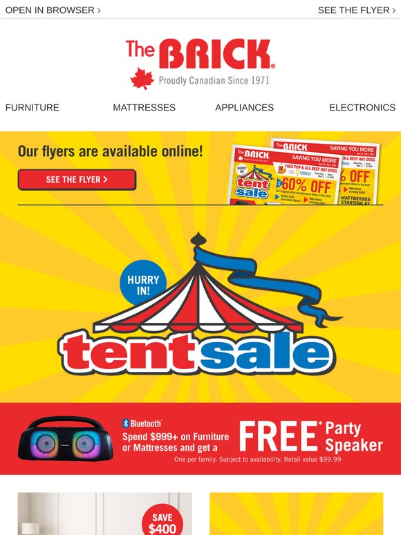 🎪 TENT SALE SAVINGS 🎪 Up to 30% OFF Canadian-Made Sofas